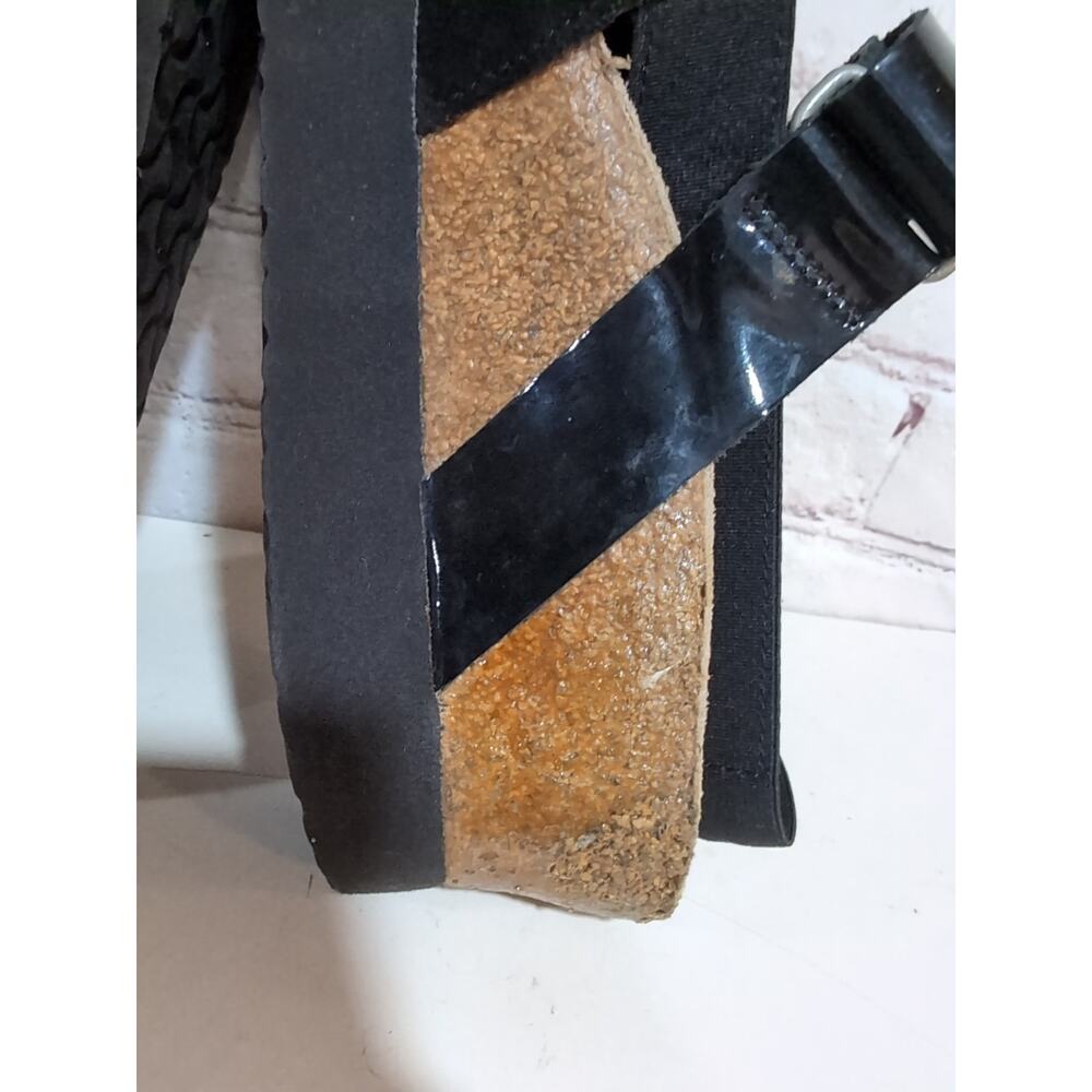 Papillio Birkenstock Linda Platform Wedge 8-8.5 Sandal Black Patent Suede Boho - Picture 4 of 12
